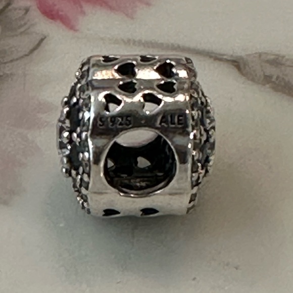 Authentic Retired Pandora Sterling Silver Blue Sparkling Flower Charm - Picture 5 of 5